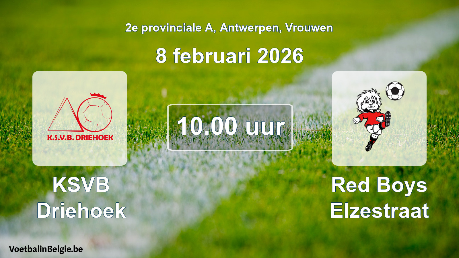 Scheduled match women football: KSVB Driehoek - Red Boys Elzestraat (8 February 2026)