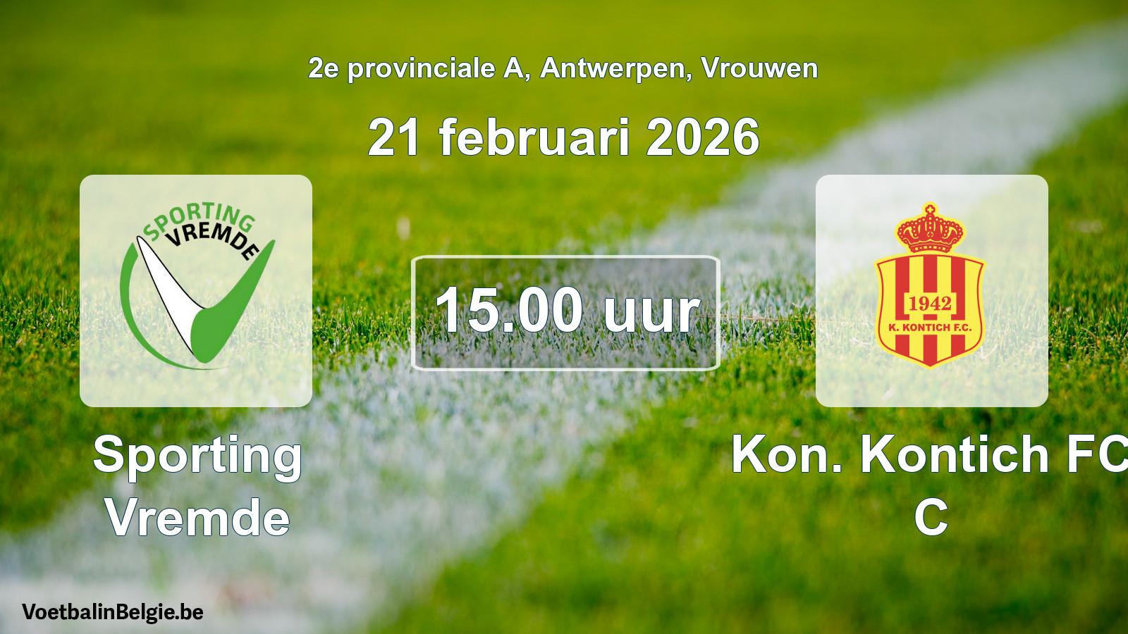 Scheduled match women football: Sporting Vremde - Kon. Kontich FC C (21 February 2026)