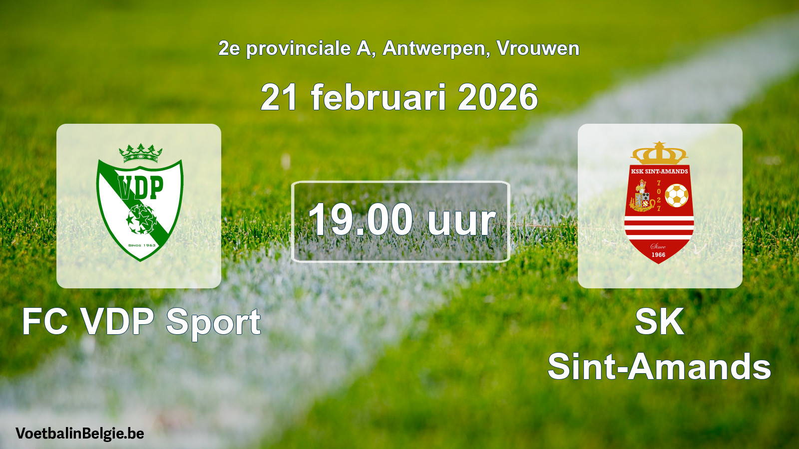 Scheduled match women football: FC VDP Sport - SK Sint-Amands (21 February 2026)
