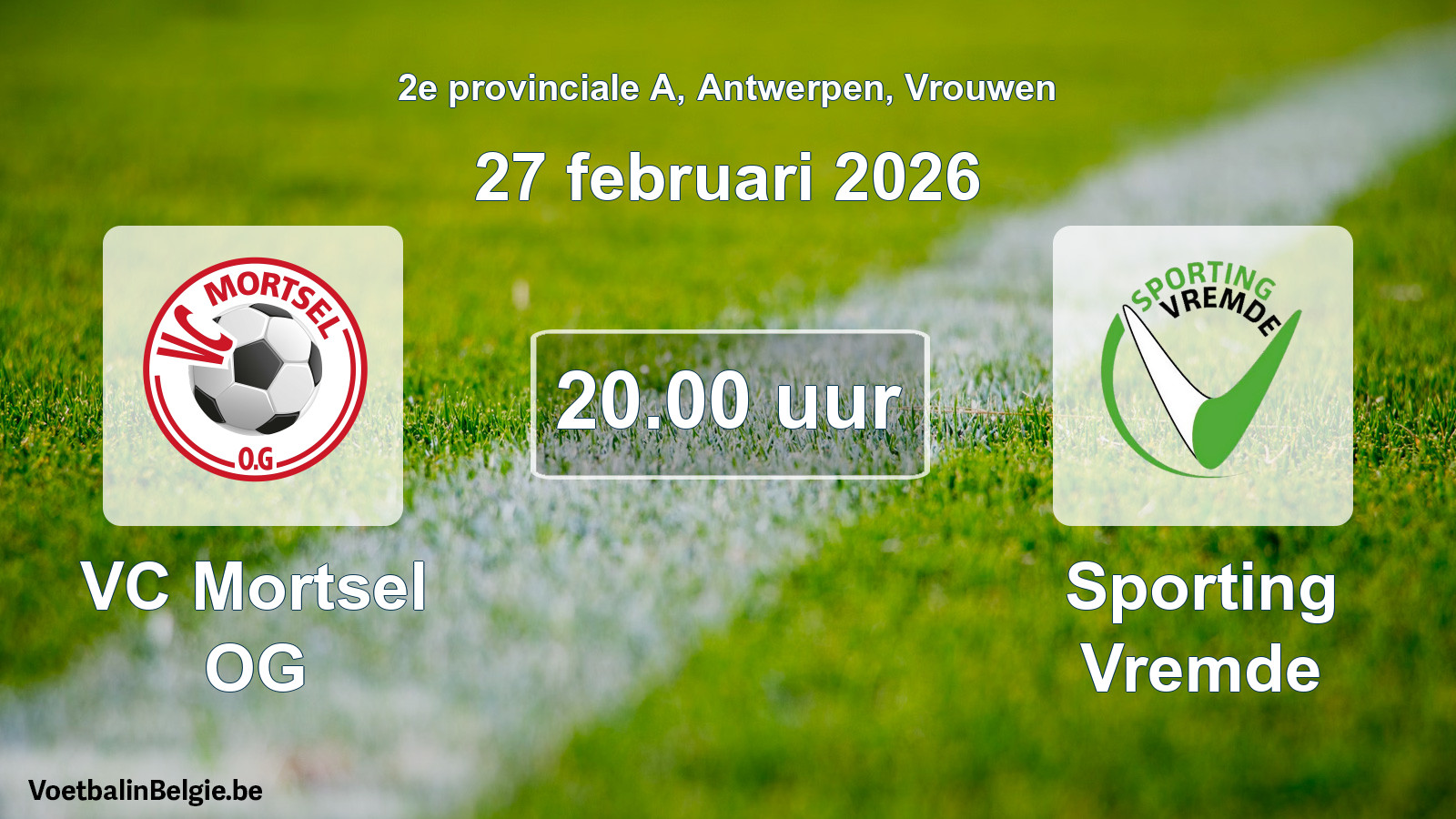 Scheduled match women football: VC Mortsel OG - Sporting Vremde (27 February 2026)