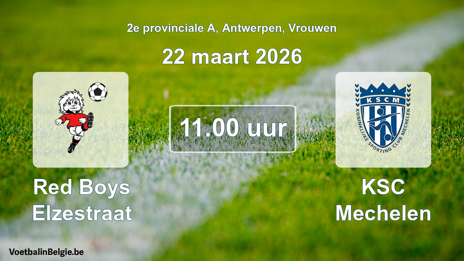Scheduled match women football: Red Boys Elzestraat - KSC Mechelen (22 March 2026)