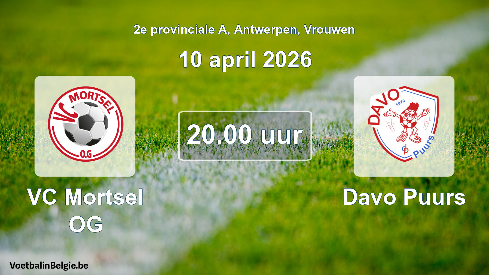 Scheduled match women football: VC Mortsel OG - Davo Puurs (10 April 2026)