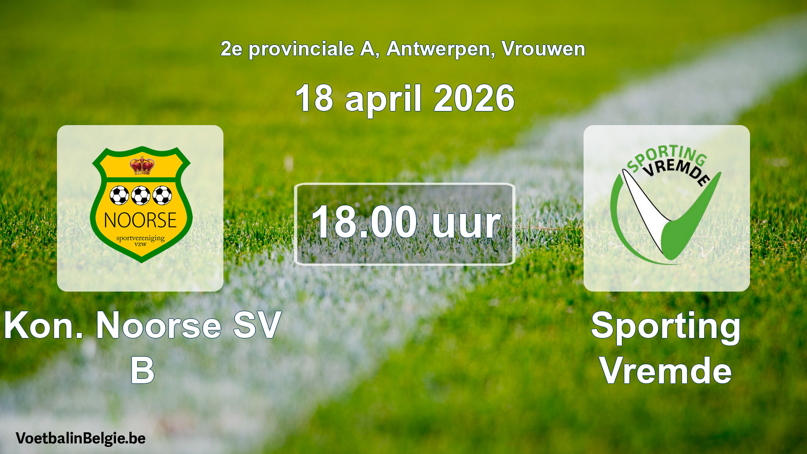 Scheduled match women football: Kon. Noorse SV B - Sporting Vremde (18 April 2026)