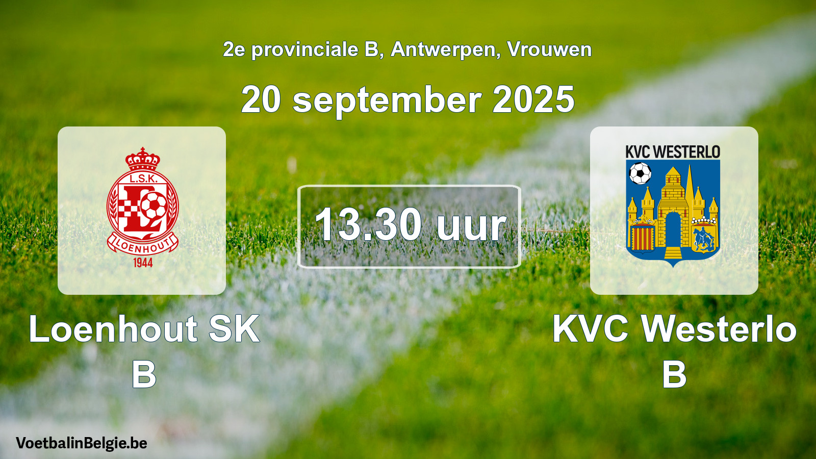 Scheduled match women football: Loenhout SK B - KVC Westerlo B (20 September 2025)