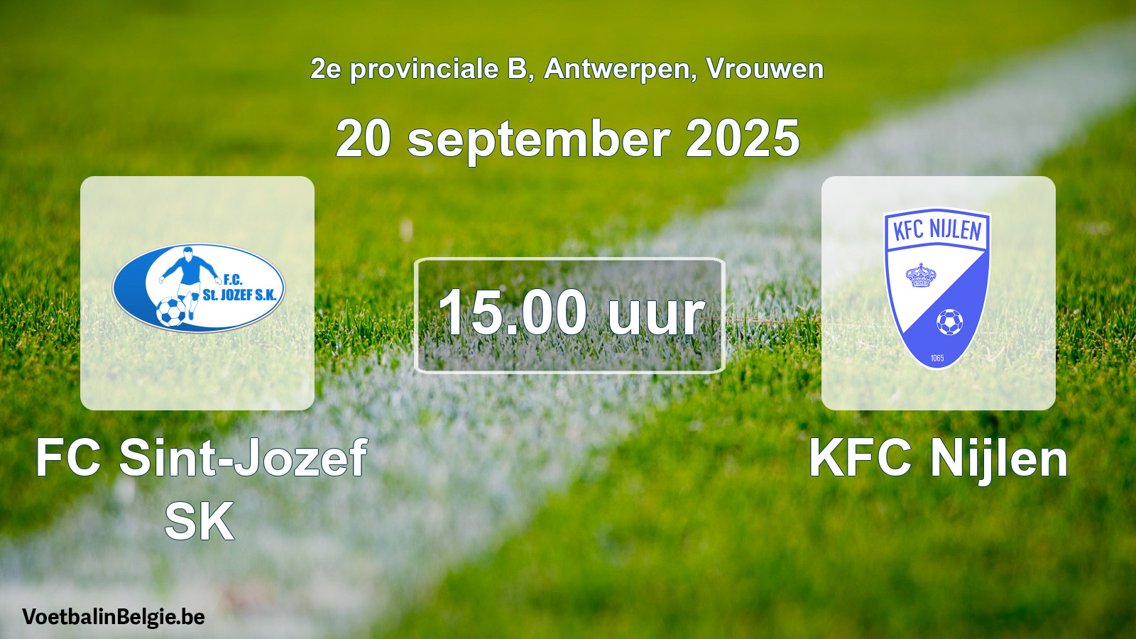 Geplande wedstrijd vrouwenvoetbal: FC Sint-Jozef SK - KFC Nijlen (20 september 2025)
