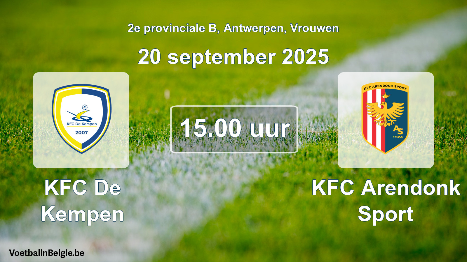 Scheduled match women football: KFC De Kempen - KFC Arendonk Sport (20 September 2025)