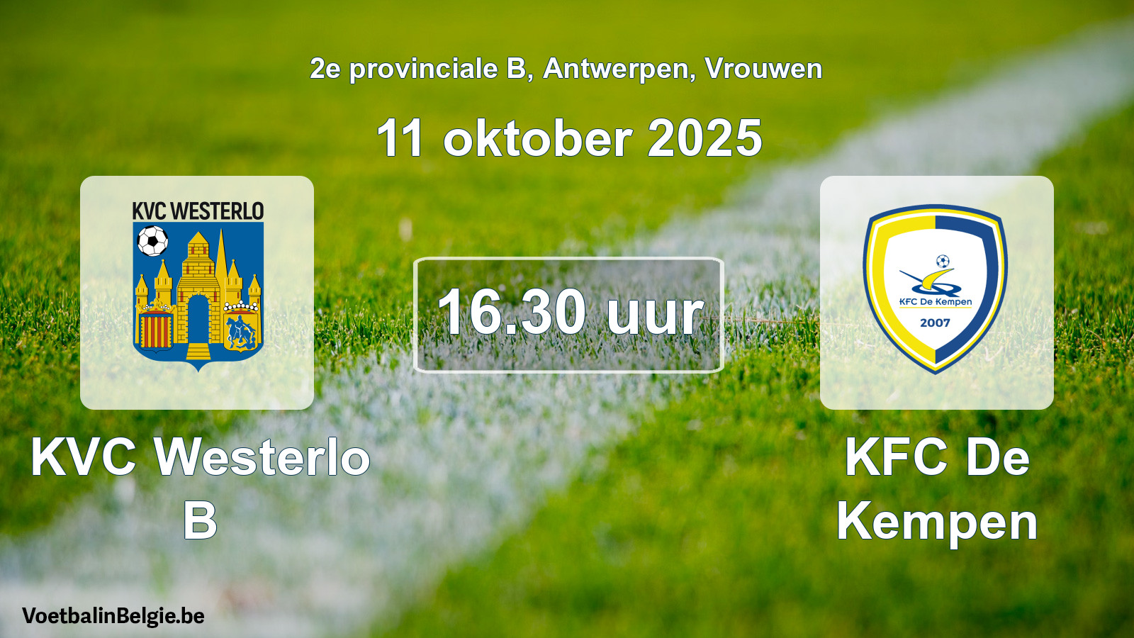 Scheduled match women football: KVC Westerlo B - KFC De Kempen (11 October 2025)