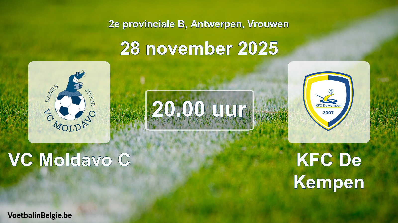 Geplande wedstrijd vrouwenvoetbal: VC Moldavo C - KFC De Kempen (28 november 2025)