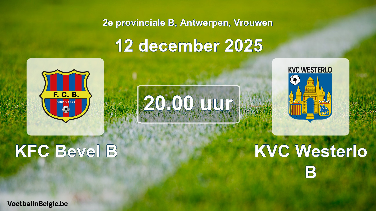 Scheduled match women football: KFC Bevel B - KVC Westerlo B (12 December 2025)