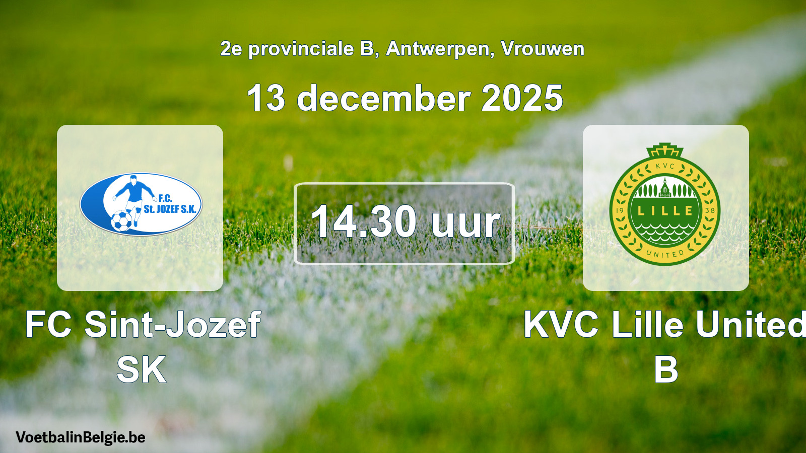 Scheduled match women football: FC Sint-Jozef SK - KVC Lille United B (13 December 2025)