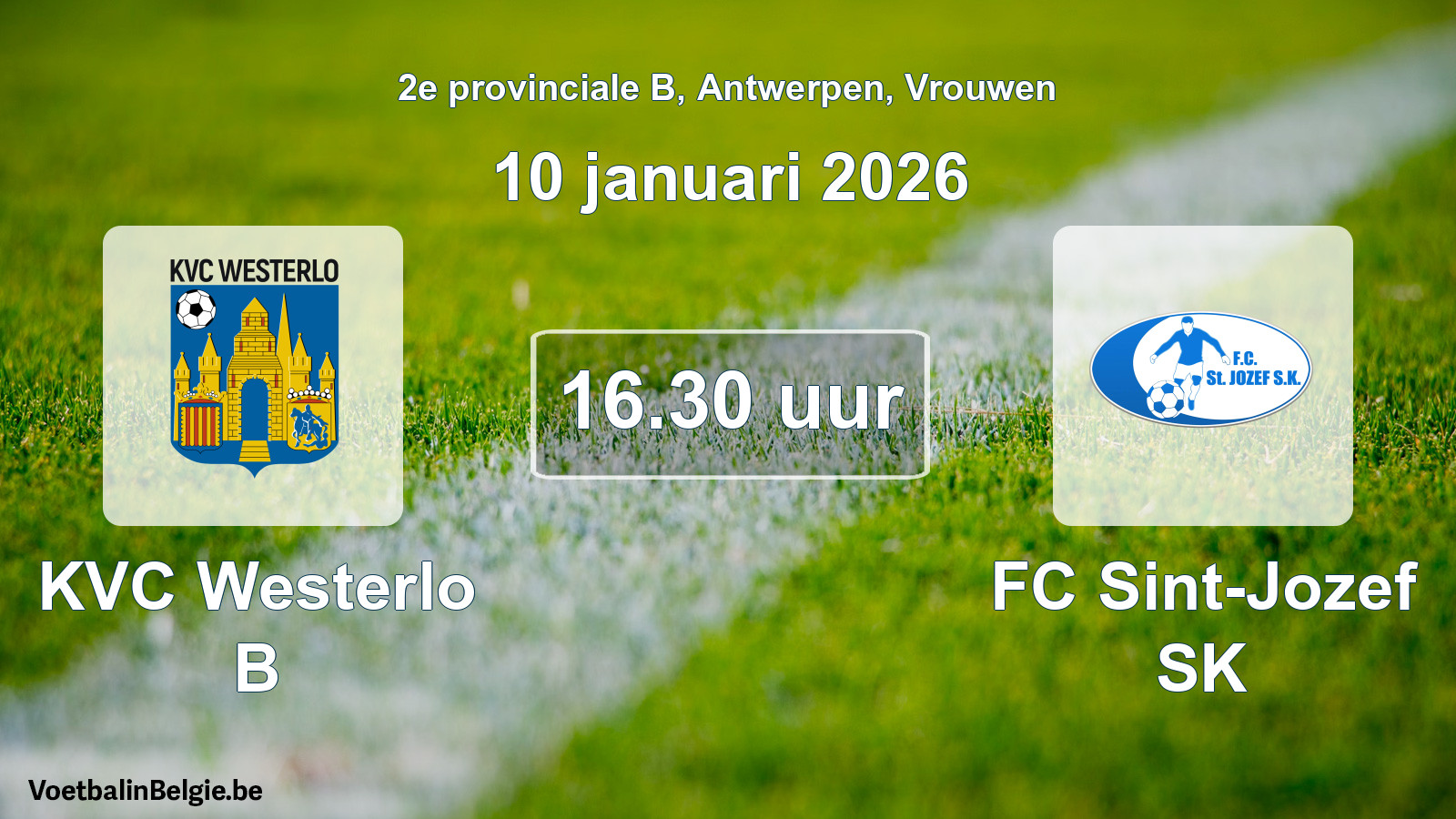 Scheduled match women football: KVC Westerlo B - FC Sint-Jozef SK (10 January 2026)