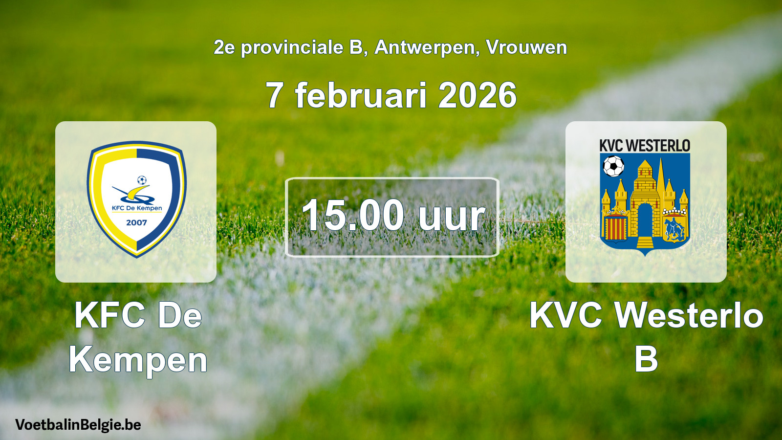 Scheduled match women football: KFC De Kempen - KVC Westerlo B (7 February 2026)
