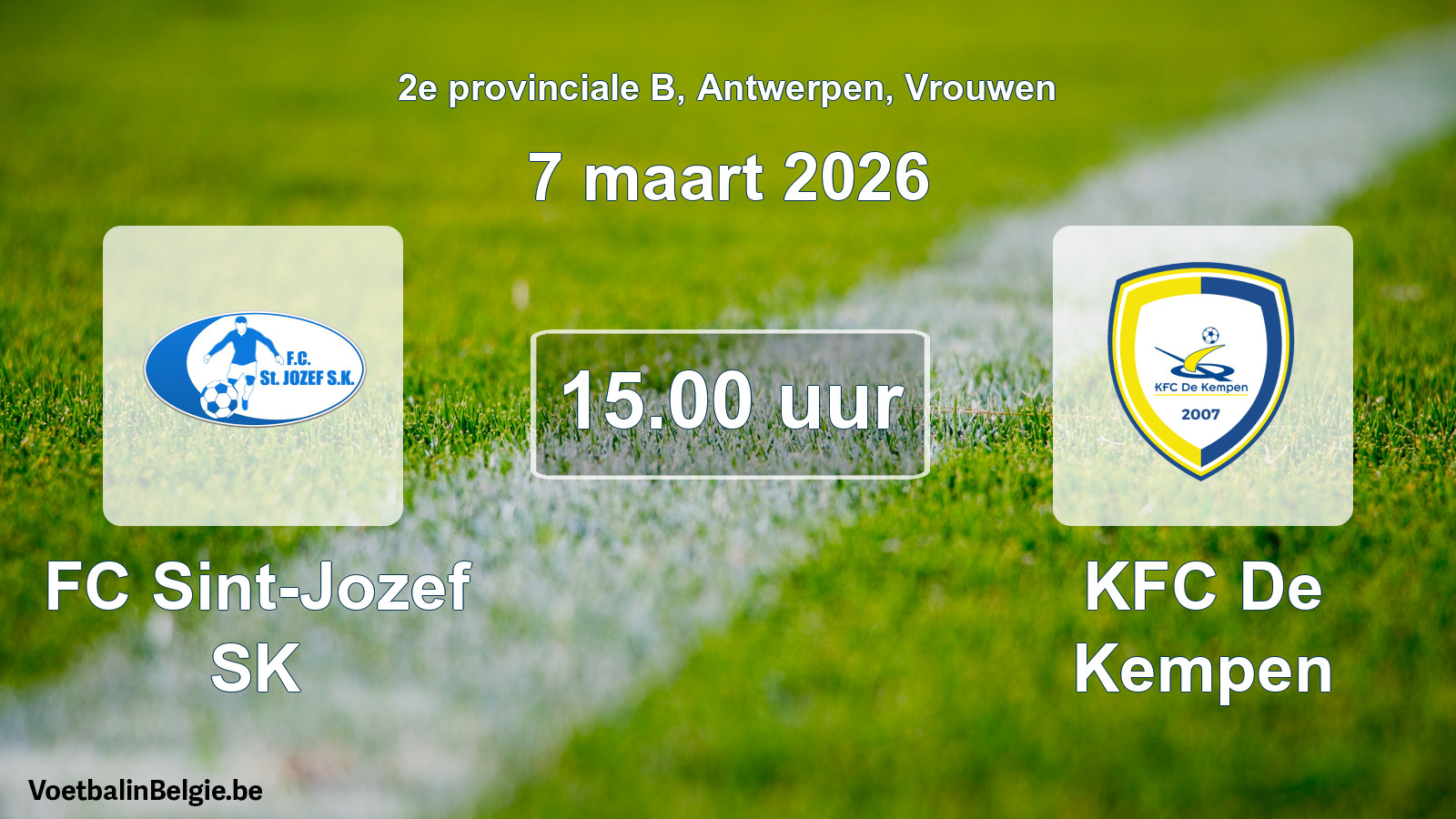 Scheduled match women football: FC Sint-Jozef SK - KFC De Kempen (7 March 2026)
