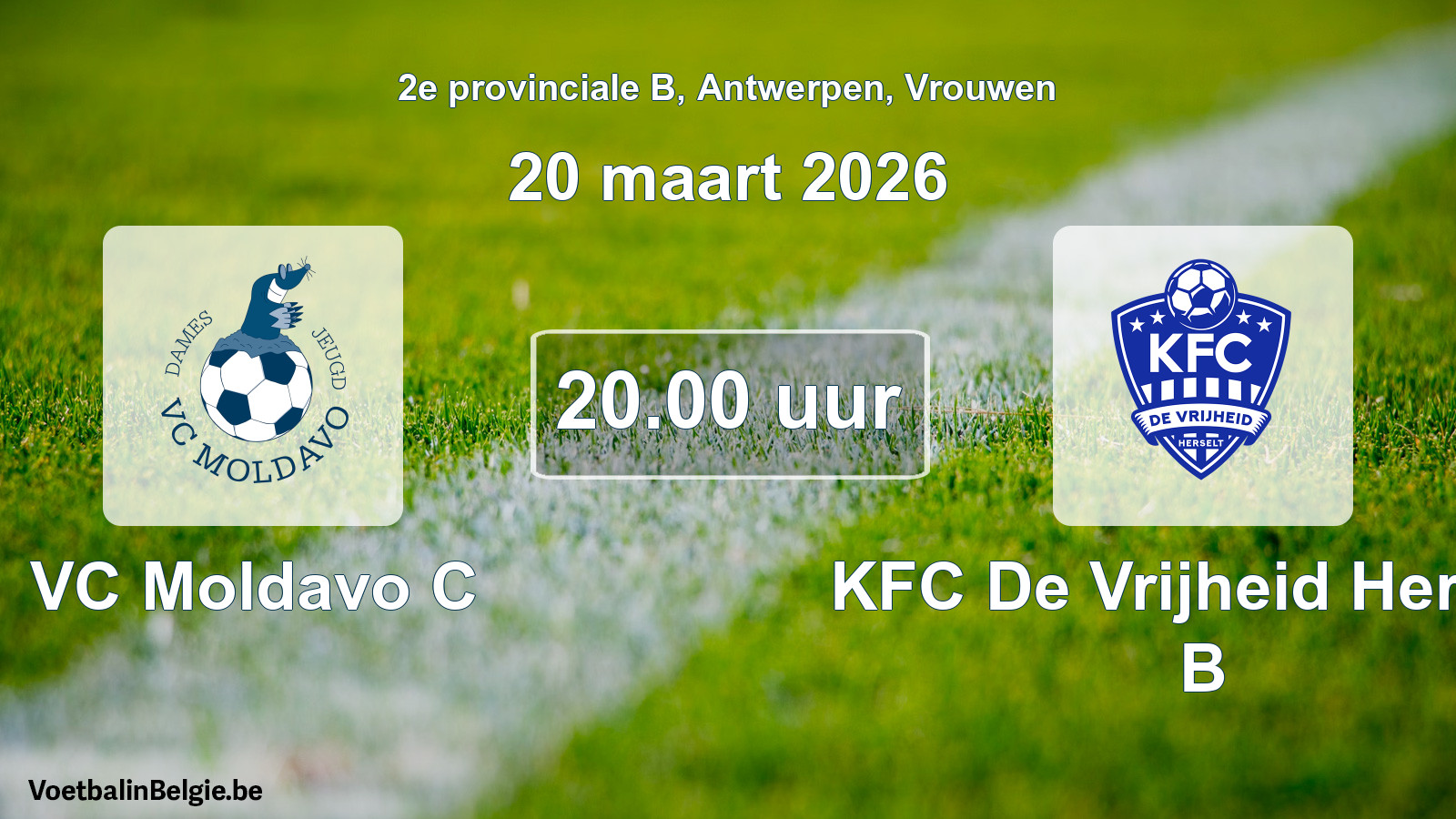Scheduled match women football: VC Moldavo C - KFC De Vrijheid Herselt B (20 March 2026)