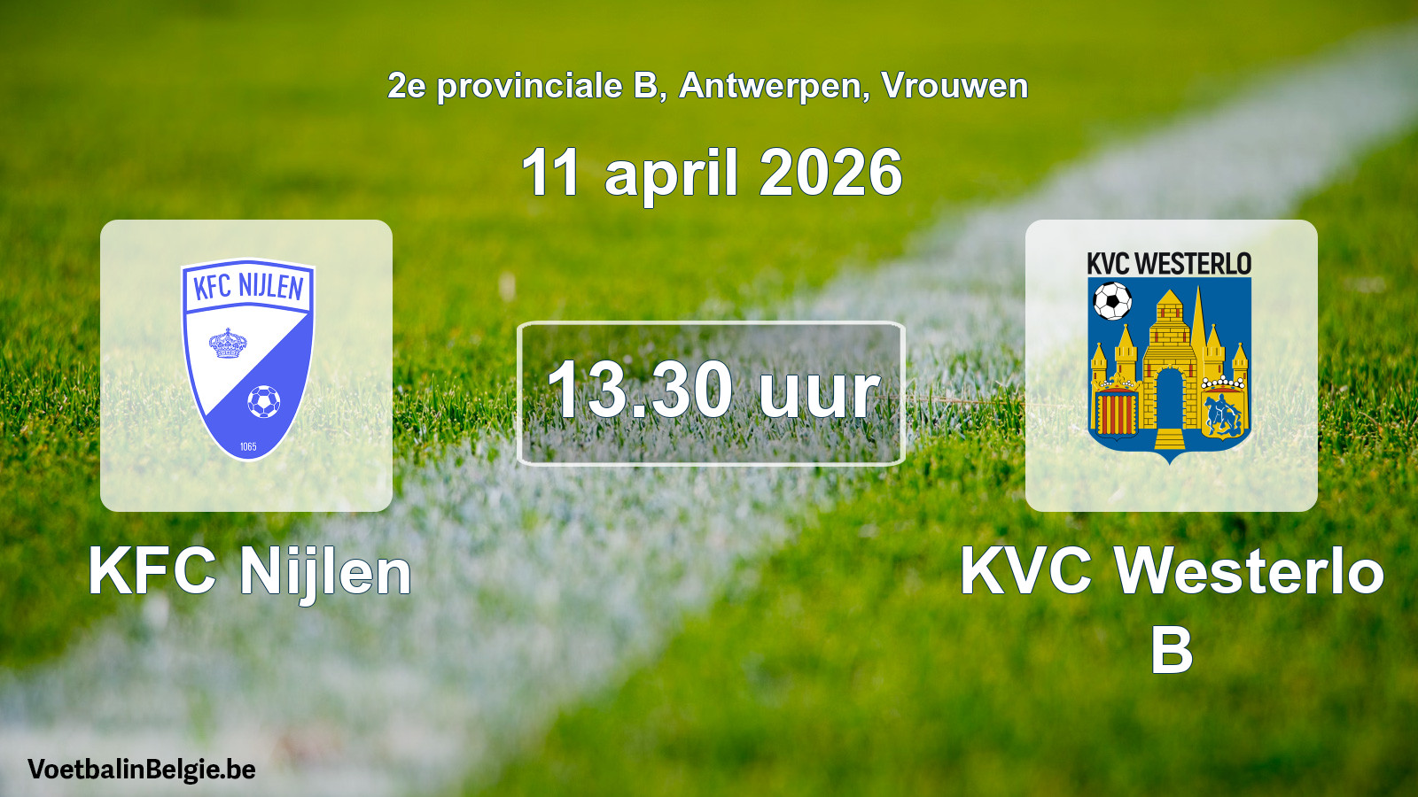Scheduled match women football: KFC Nijlen - KVC Westerlo B (11 April 2026)