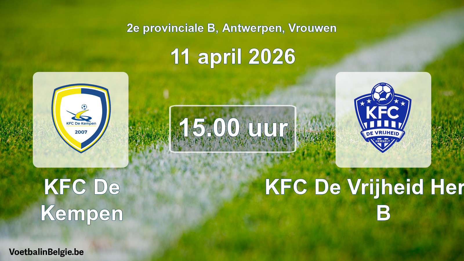 Scheduled match women football: KFC De Kempen - KFC De Vrijheid Herselt B (11 April 2026)