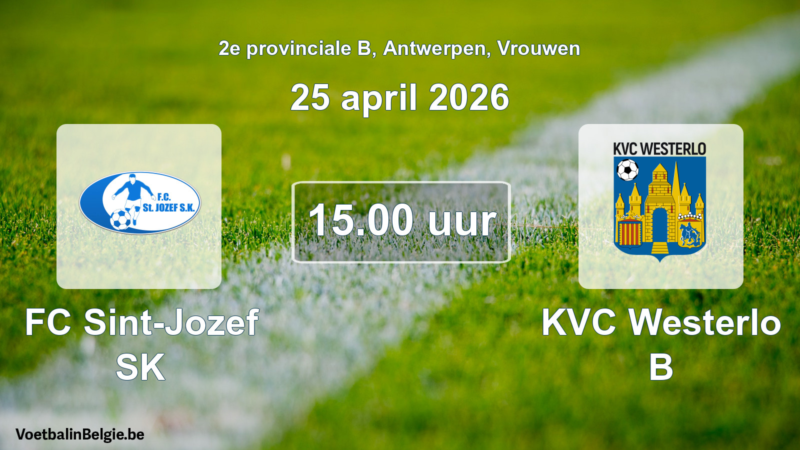 Scheduled match women football: FC Sint-Jozef SK - KVC Westerlo B (25 April 2026)