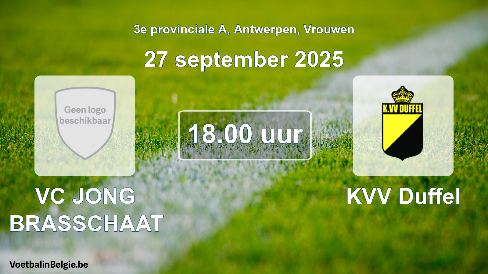 Scheduled match women football: VC JONG BRASSCHAAT - KVV Duffel (27 September 2025)