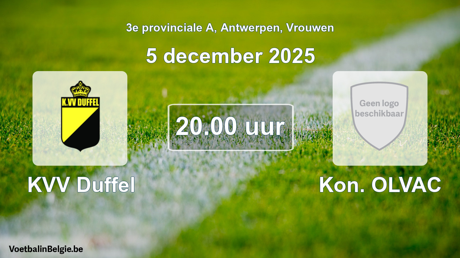 Scheduled match women football: KVV Duffel - Kon. OLVAC (5 December 2025)
