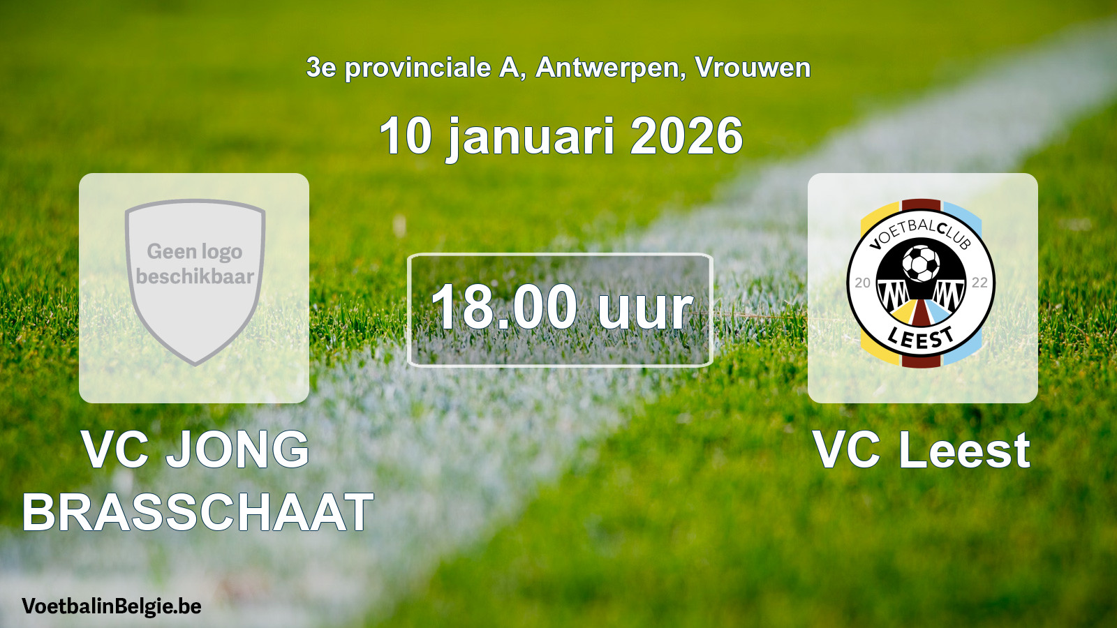 Scheduled match women football: VC JONG BRASSCHAAT - VC Leest (10 January 2026)