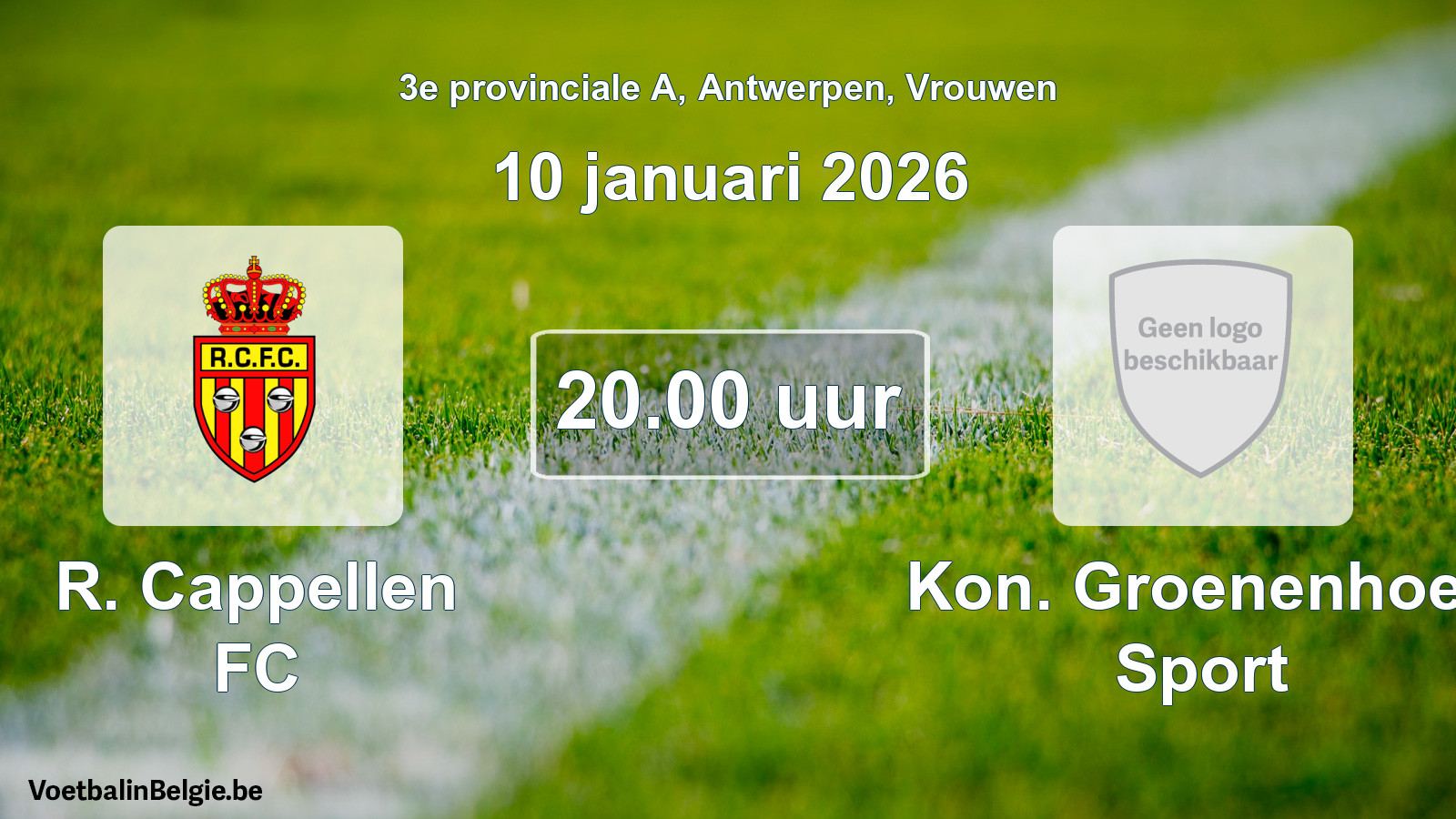 Scheduled match women football: R. Cappellen FC - Kon. Groenenhoek Sport (10 January 2026)