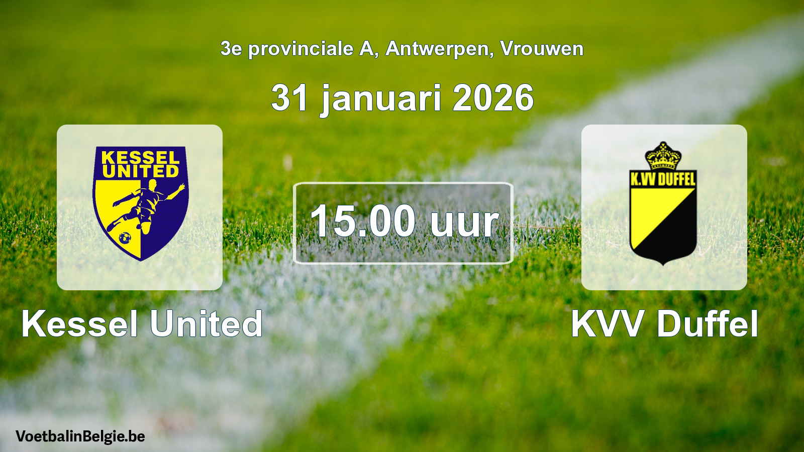 Geplantes Spiel frauen-Fußball: Kessel United - KVV Duffel (31 Januar 2026)
