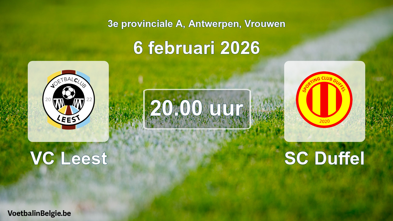 Scheduled match women football: VC Leest - SC Duffel (6 February 2026)