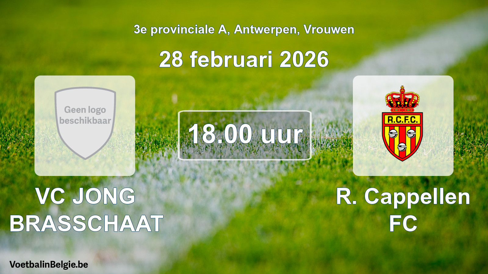 Match prévu football femmes: VC JONG BRASSCHAAT - R. Cappellen FC (28 février 2026)