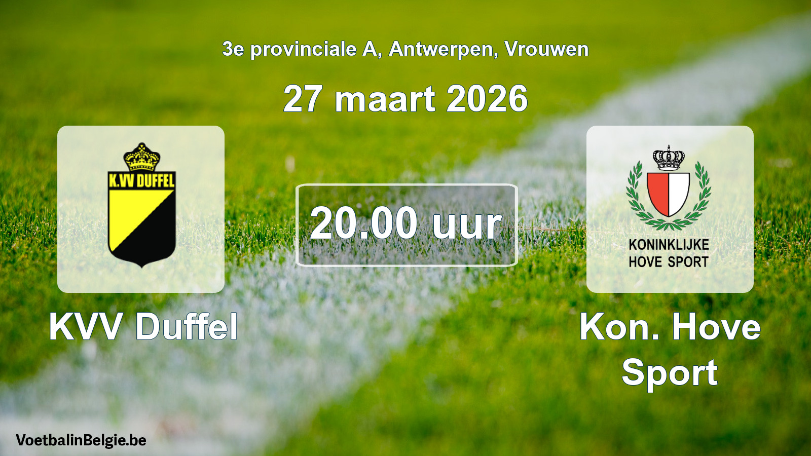 Geplantes Spiel frauen-Fußball: KVV Duffel - Kon. Hove Sport (27 März 2026)