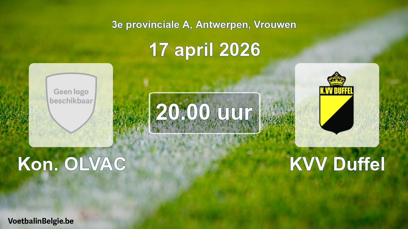 Scheduled match women football: Kon. OLVAC - KVV Duffel (17 April 2026)