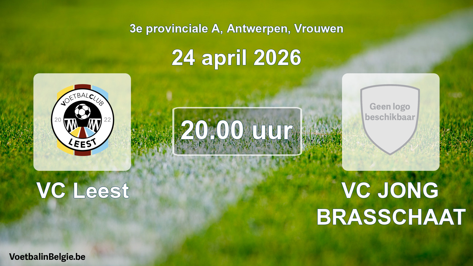 Scheduled match women football: VC Leest - VC JONG BRASSCHAAT (24 April 2026)