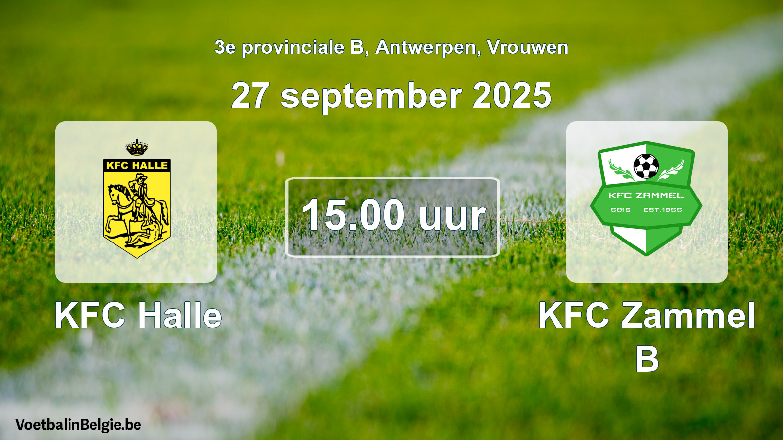 Scheduled match women football: KFC Halle - KFC Zammel B (27 September 2025)