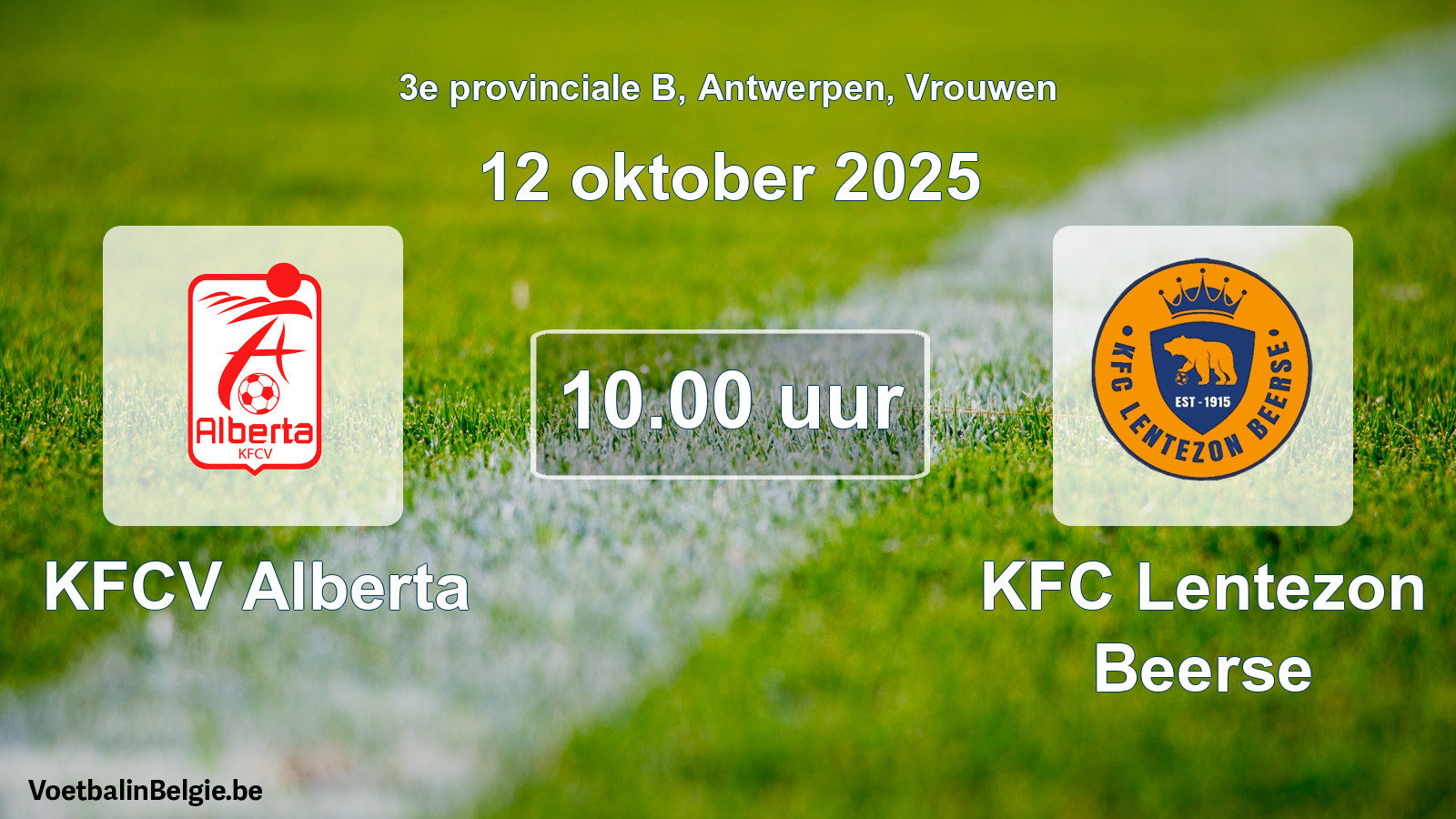 Scheduled match women football: KFCV Alberta - KFC Lentezon Beerse (12 October 2025)