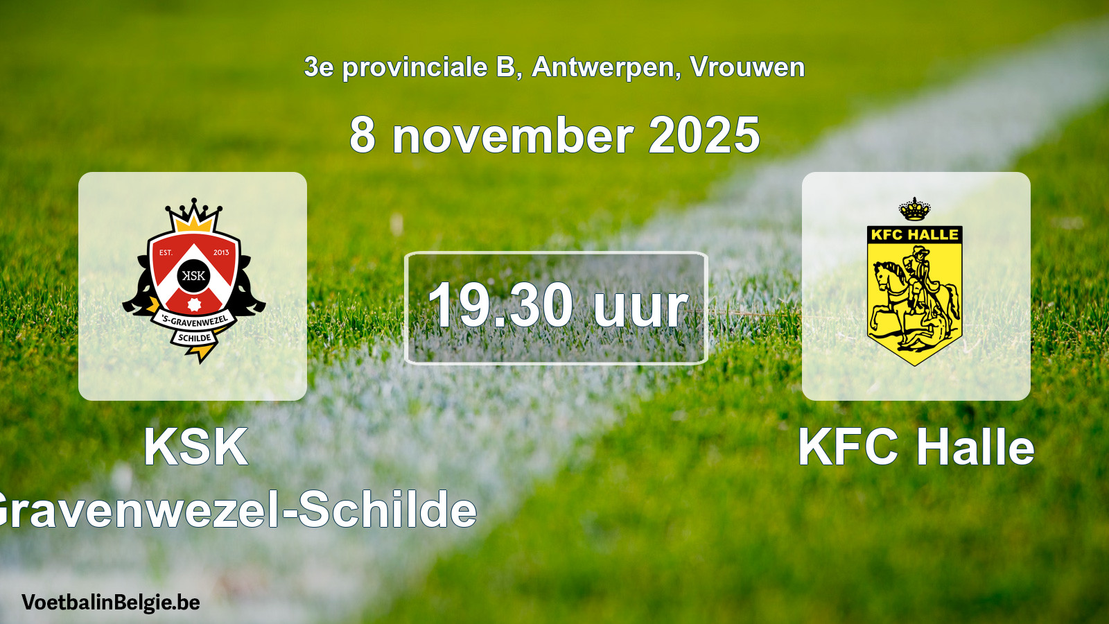 Scheduled match women football: KSK 's-Gravenwezel-Schilde - KFC Halle (8 November 2025)