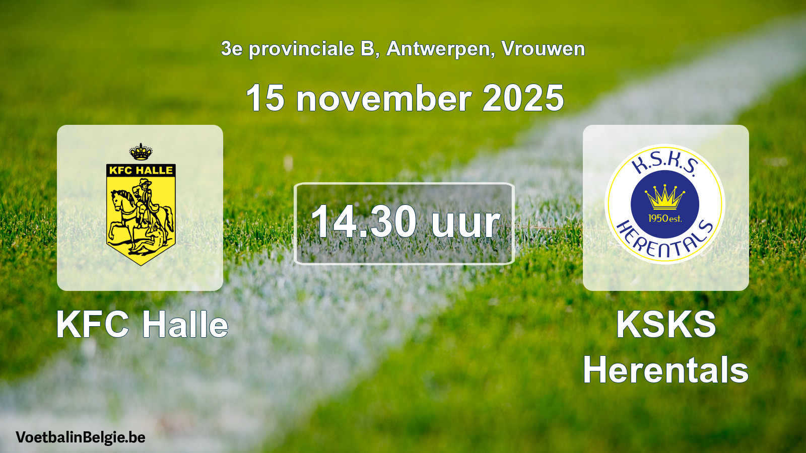 Scheduled match women football: KFC Halle - KSKS Herentals (15 November 2025)