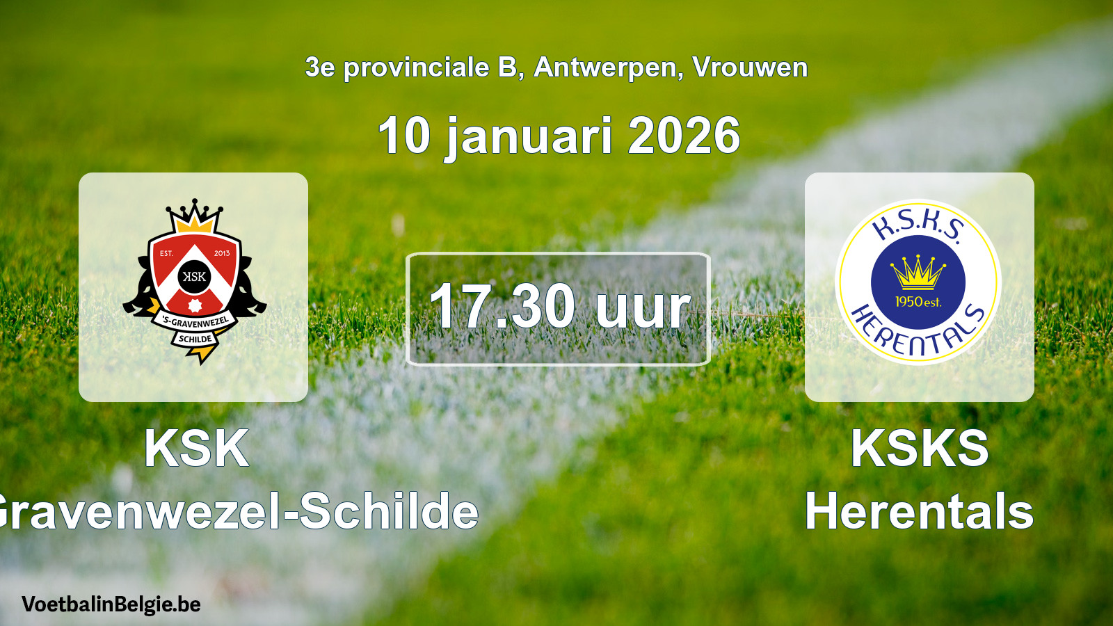Scheduled match women football: KSK 's-Gravenwezel-Schilde - KSKS Herentals (10 January 2026)