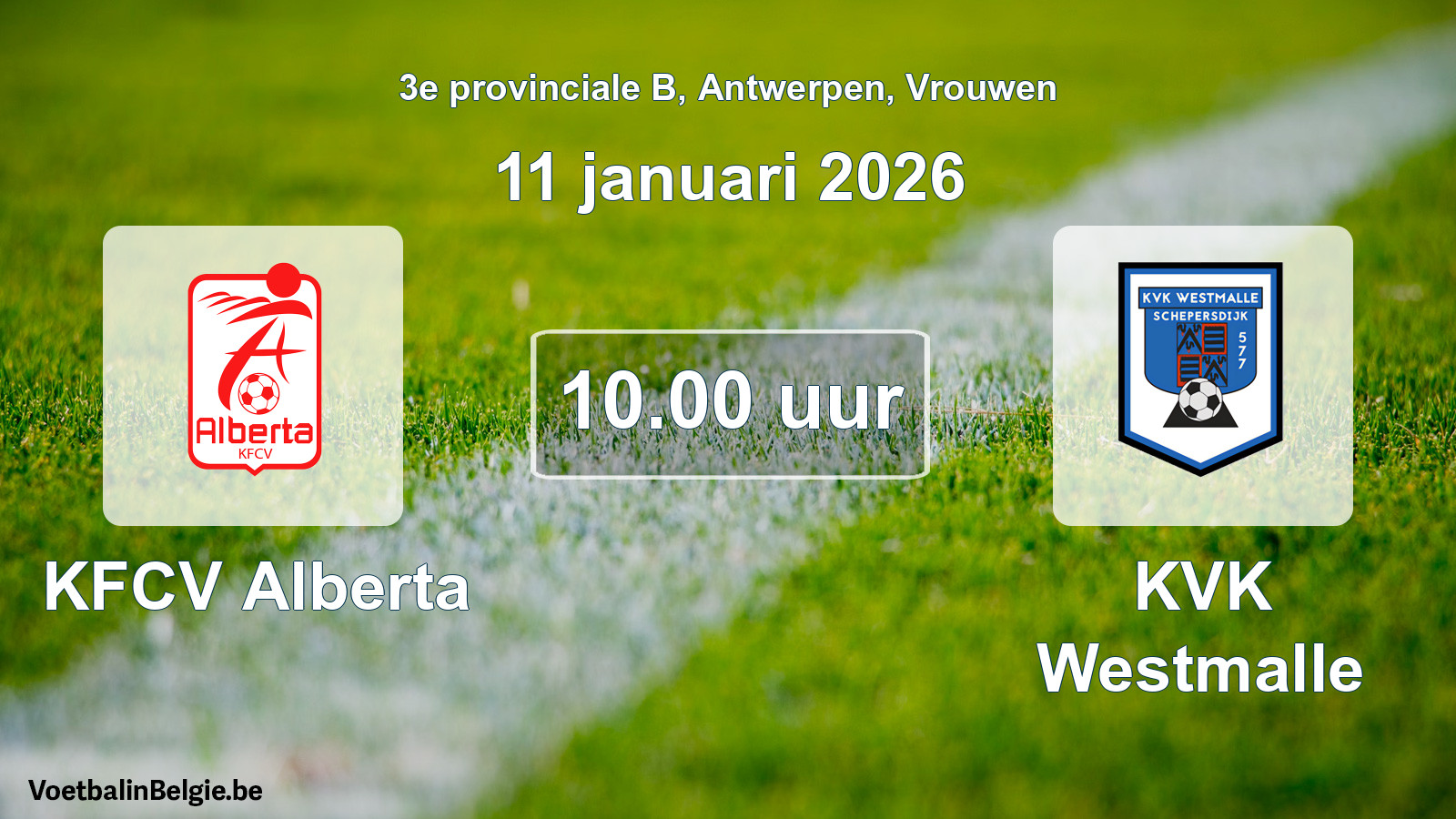 Scheduled match women football: KFCV Alberta - KVK Westmalle (11 January 2026)