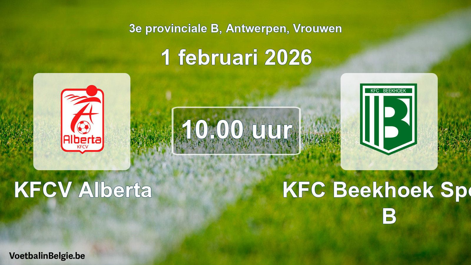Scheduled match women football: KFCV Alberta - KFC Beekhoek Sport B (1 February 2026)