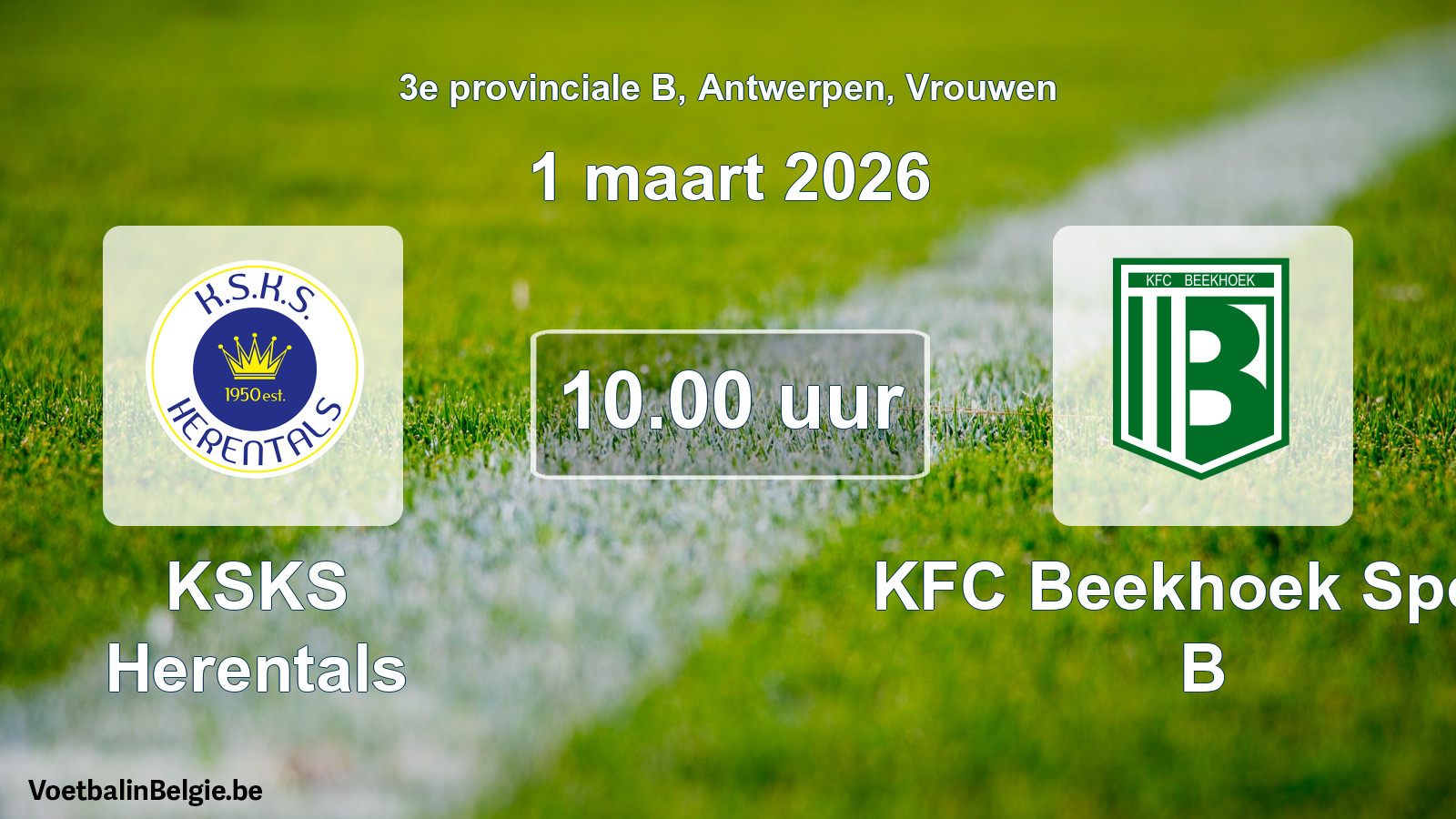 Scheduled match women football: KSKS Herentals - KFC Beekhoek Sport B (1 March 2026)