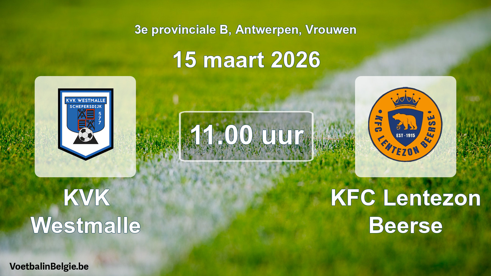 Scheduled match women football: KVK Westmalle - KFC Lentezon Beerse (15 March 2026)