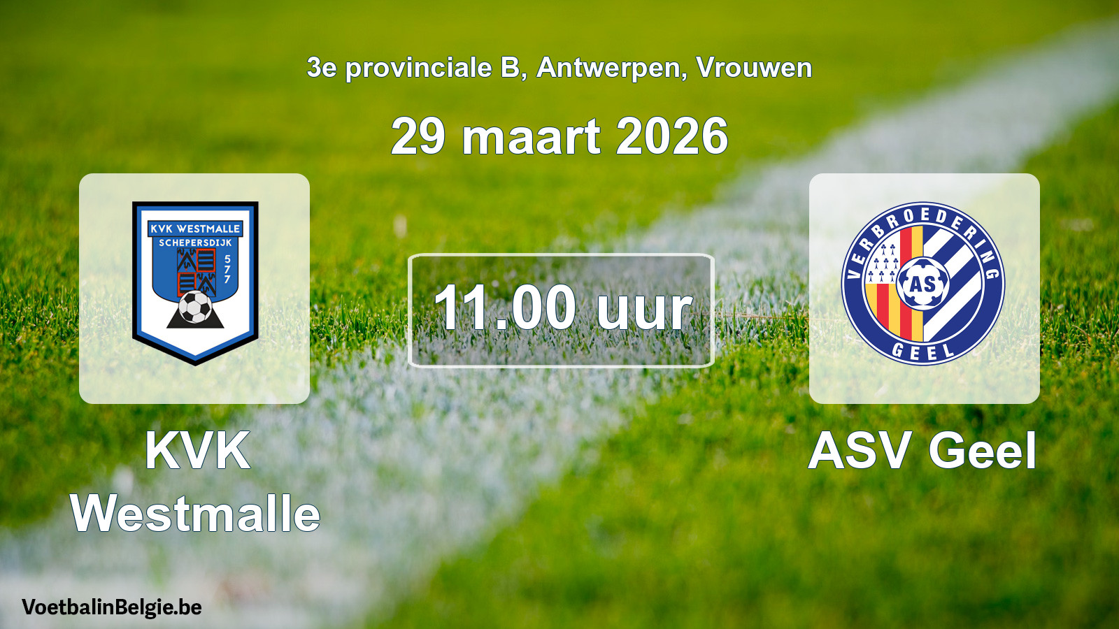 Scheduled match women football: KVK Westmalle - ASV Geel (29 March 2026)