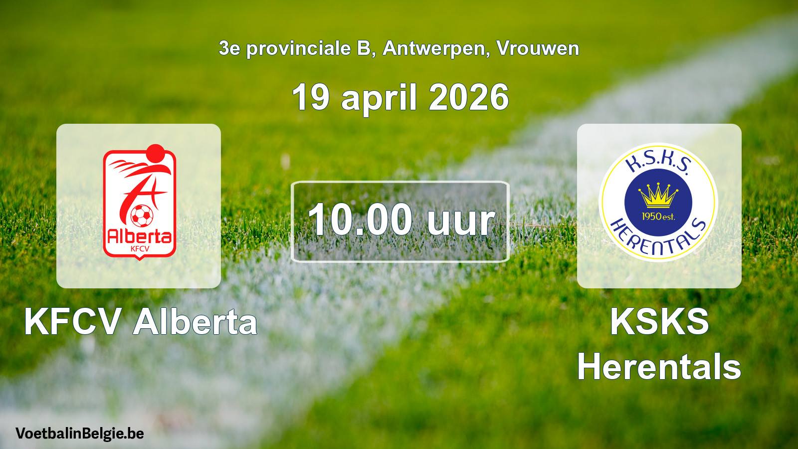 Scheduled match women football: KFCV Alberta - KSKS Herentals (19 April 2026)