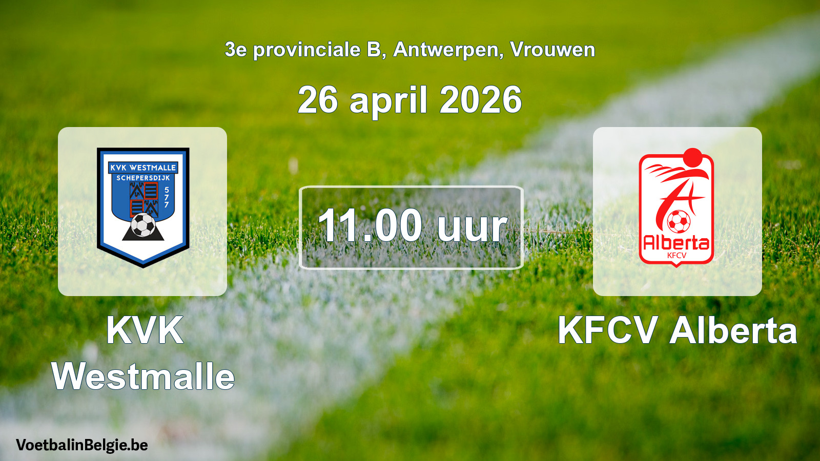 Scheduled match women football: KVK Westmalle - KFCV Alberta (26 April 2026)
