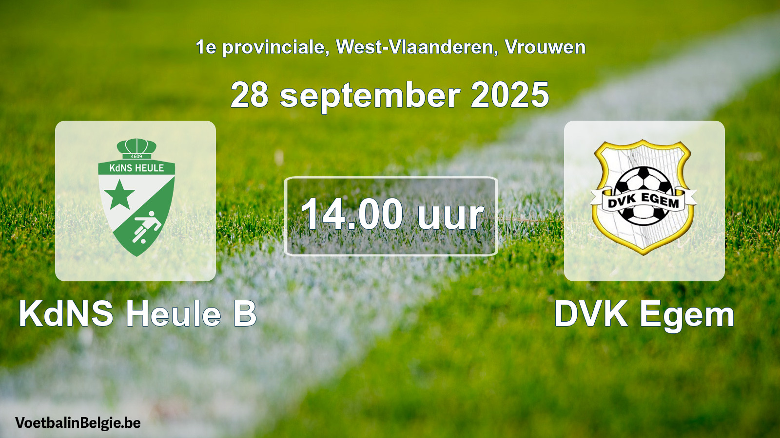 Scheduled match women football: KdNS Heule B - DVK Egem (28 September 2025)