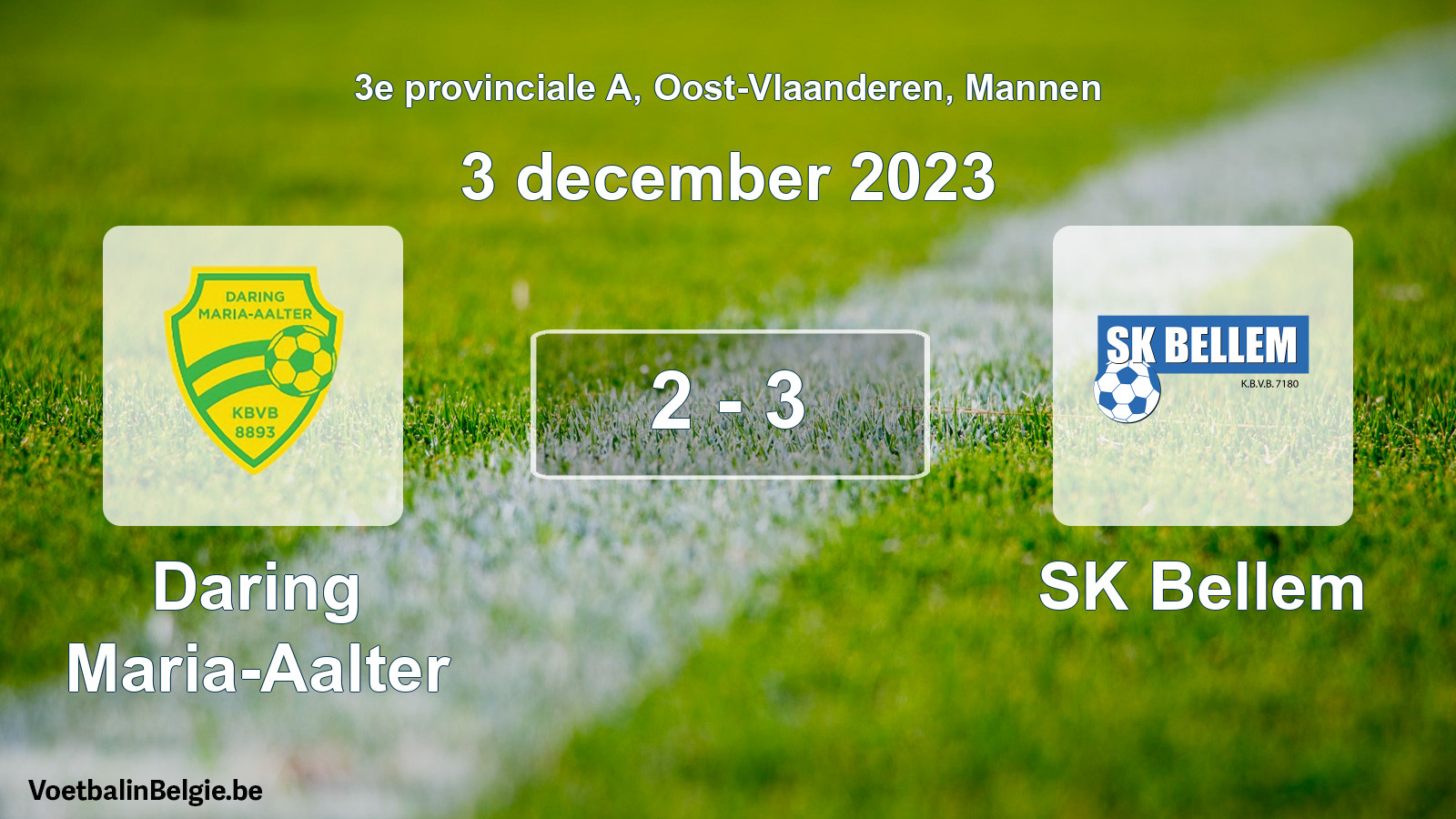 Gespeelde wedstrijd mannenvoetbal: Daring Maria-Aalter - SK Bellem 2 - 3 (3 december 2023)