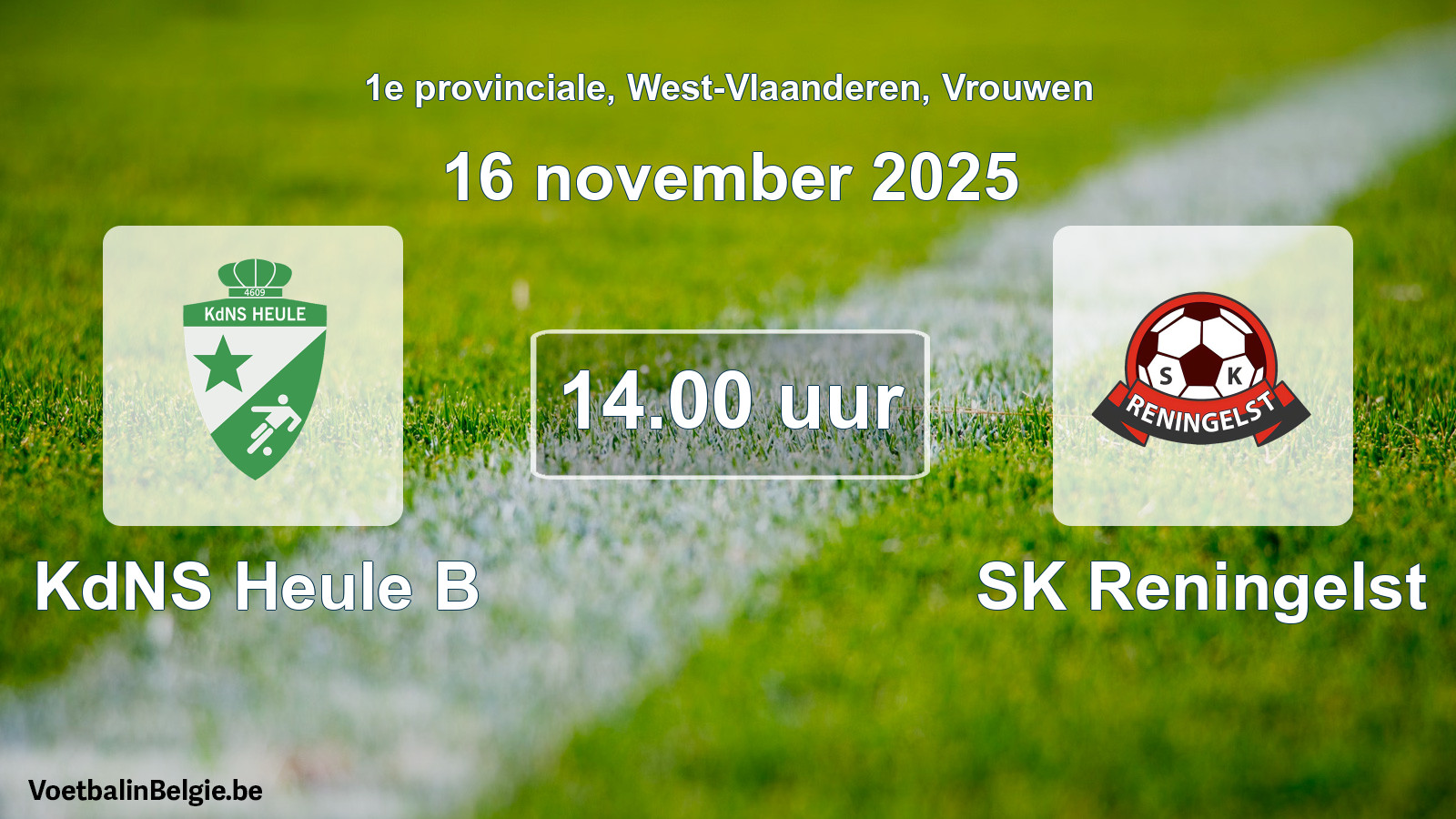Scheduled match women football: KdNS Heule B - SK Reningelst (16 November 2025)