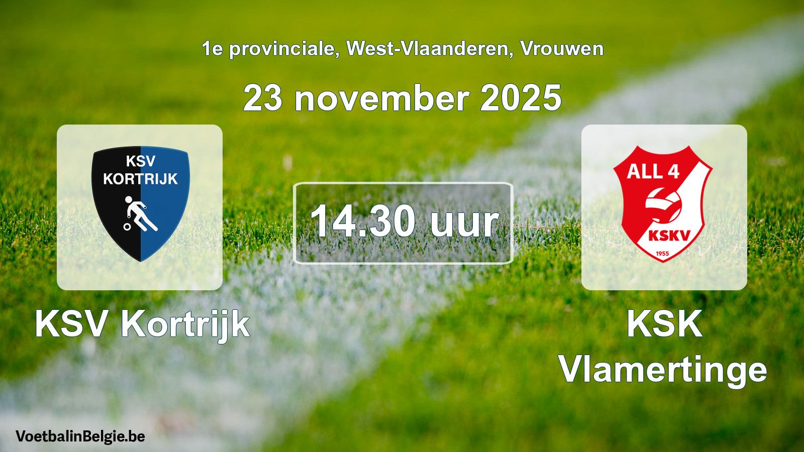 Geplande wedstrijd vrouwenvoetbal: KSV Kortrijk - KSK Vlamertinge (23 november 2025)