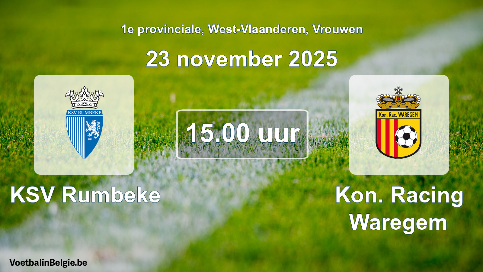 Geplantes Spiel frauen-Fußball: KSV Rumbeke - Kon. Racing Waregem (23 November 2025)