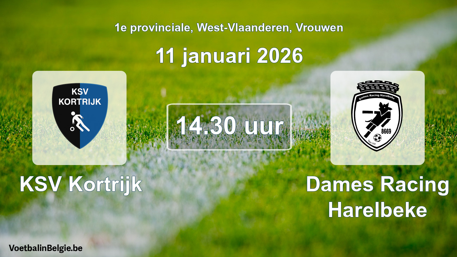 Scheduled match women football: KSV Kortrijk - Dames Racing Harelbeke (11 January 2026)