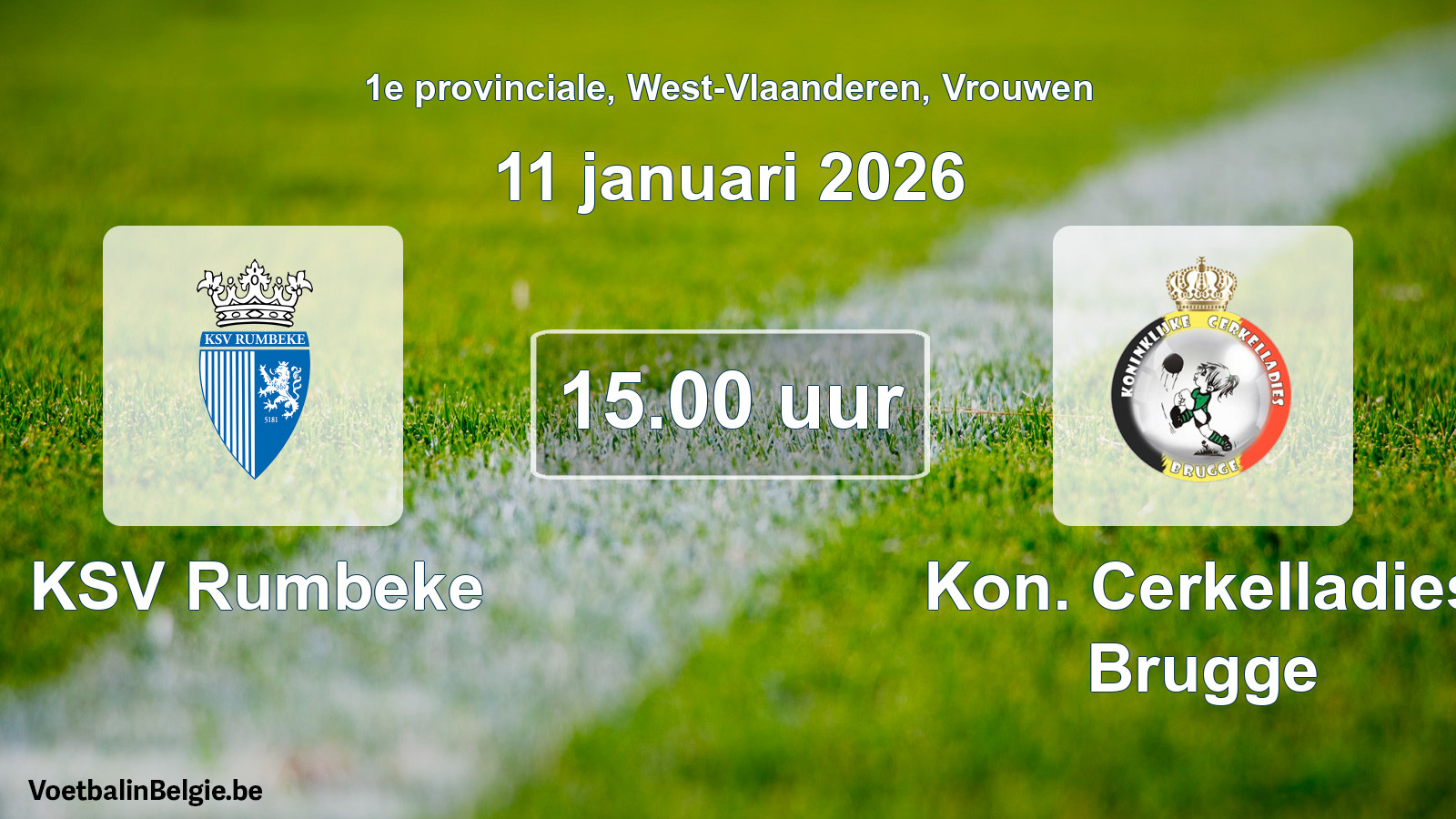 Scheduled match women football: KSV Rumbeke - Kon. Cerkelladies Brugge (11 January 2026)